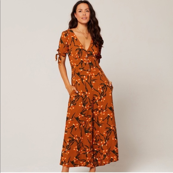 L*Space dolce floral orange jumpsuit size L large - Picture 1 of 7